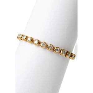 GIA Womens Natural Diamond Tennis Bracelet 18K Yellow Gold 5.5cts 27g